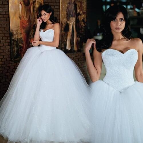 Luxury White Sweetheart Ball Gown Wedding Dress 2021 Sparkle Sleeveless Lace Up Glitter Bridal Gowns Vestidos De Fiesta