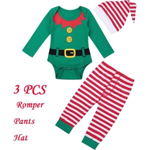Christmas Costume for Newborn Baby Boys Girls Party Hat Pants Santa Elves Outfits Cute Long Sleeve Carnival Wear for infants