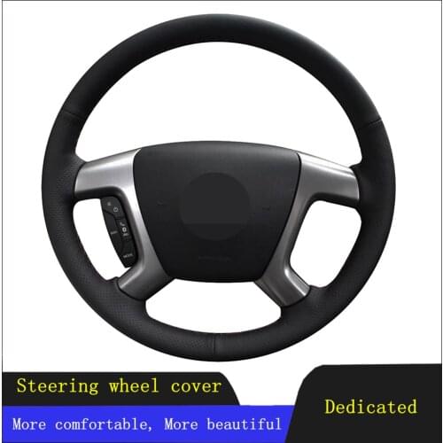DIY Car Steering Wheel Cover Black Hand-stitched Genuine Leather For Chevrolet Captiva Daewoo Winstorm Silverado GMC Sierra