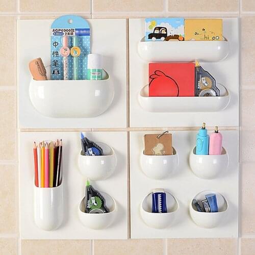 Self-Adhesive Wall Floating Storage Rack Hanging Rack Organizer Wall Basket for Kitchen Bedroom Living Room Bathroom