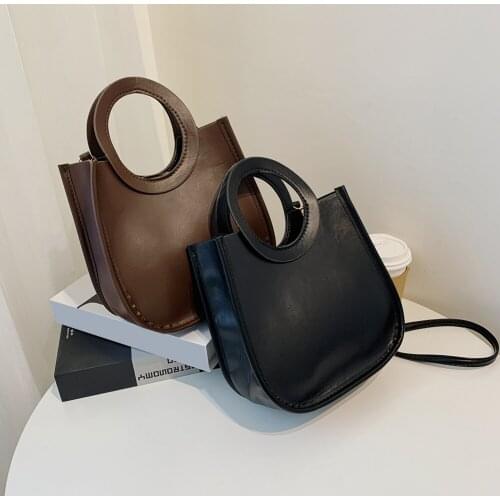 2021 Solid Color Crossbody Bag For Women Pu Leather Large Capacity Tote Bags Elegant Female Daily Travel Shopping Top-Handle Bag