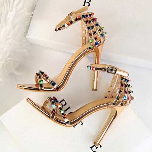 Women Shoes 2021 Ladies Fashion New Sexy High Heels Rivet Female Sandals Stiletto Party Pumps Summer Platform Soft Woman Sandals