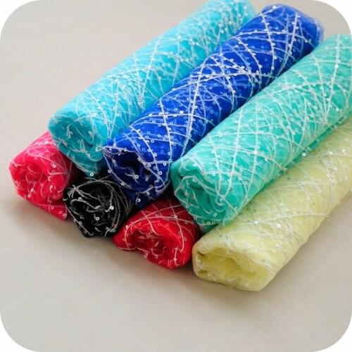 Sequins net yarn embroidery fabric,children 's dress skirt Stage clothing fabrics,accessories for sewing,130cm*100cm/pcs