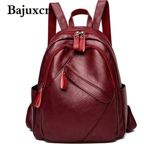 High Quality Leather Backpack 2021 New Women Shoulder Bags Multifunction Travel Backpack School Bags for Girls Bagpack mochila