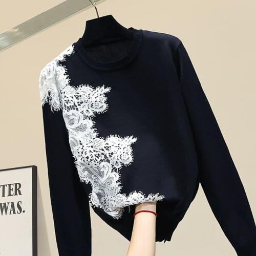 Sweater Women Lace Sweater New Womens Sweaters 2020 Spring Autumn Womens Sweater Jumper Pull Femme Nancylim