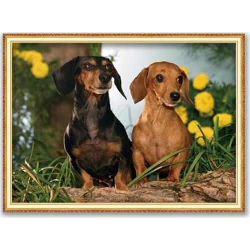 Animal Dachshund DIY Cross Stitch 11CT Embroidery Kits Needlework Craft Set Cotton Thread Printed Canvas Home Decoration Sell