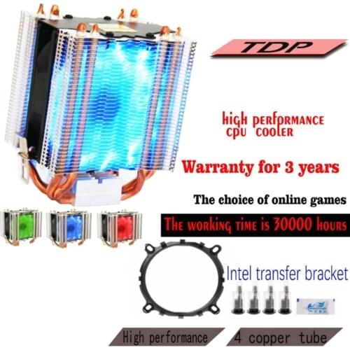 1PC Thermal Grease + 4 Heatpipe 130W Red CPU Cooler 3-Pin Fan Heatsink For Intel LGA2011 AMD AM2 754