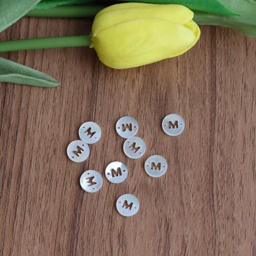 10sets 12mm White Shell Beads 26 Alphabet Charm Women Natural Mother Pearl Inital Letter Drilled Bead Pendant DIY Jewelry Making