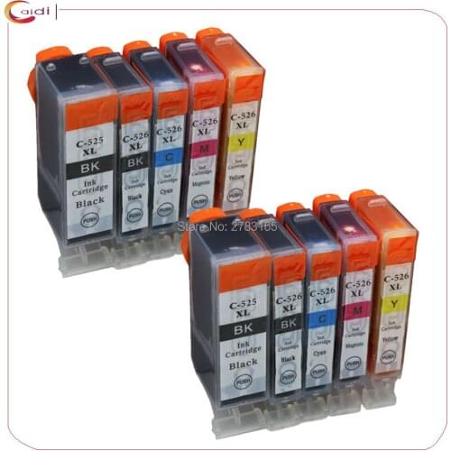 10pcs PGI-525 CLI-526 ink cartridge for iP4850 iX6550 MG5150 MG5250 MG6150 MG8150 MX885 MG5350 MG6250 MG8250 iP4950 PRINTER ink