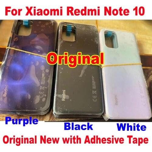 100% Original New Back Cover Battery Door Housing Rear Case with Adhesive Tape For Xiaomi Redmi Note 10 Phone Lid Shell Parts