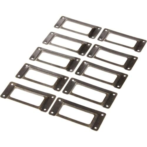 10Pcs Antique Bronze Cabinet Drawer Metal Handle Label Office Library Post Office File Pull Frame Tag Name Card Holder Handle