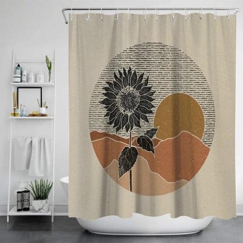 2021 Cilected Sun Plant Printing Waterproof Mildew Shower Curtain Bathroom Polyester Partition Curtain Home Decor Window Curtain