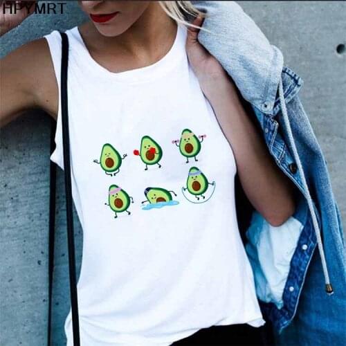 2021 Summer Cute Avocado Print Sexy Vest Camisole Tank Tops Women Tops Tee TShirt Female Casual Loose Sleeveless Laies Plus Size