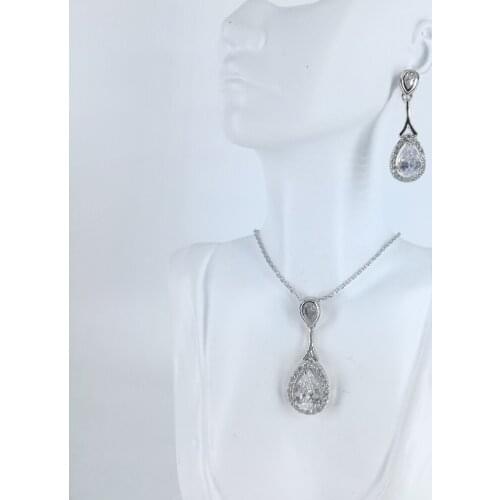 2021 new fashion popular small crystal waterdrop necklace earrings party jewelry wedding bride dressing banquet formal jewelry