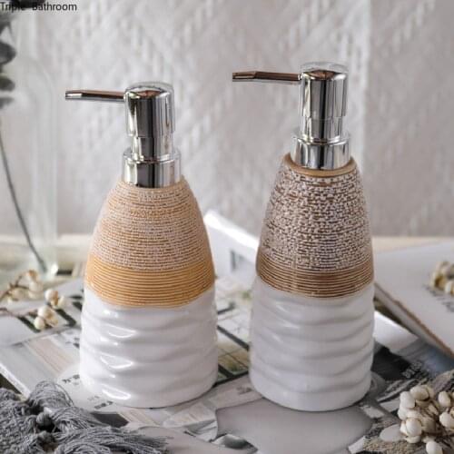 340ml Lotion Bottle Ceramic Liquid Soap Dispenser Hand Soap Dispenser Bottle Shampoo Bottle Portable Bathroom Accessories