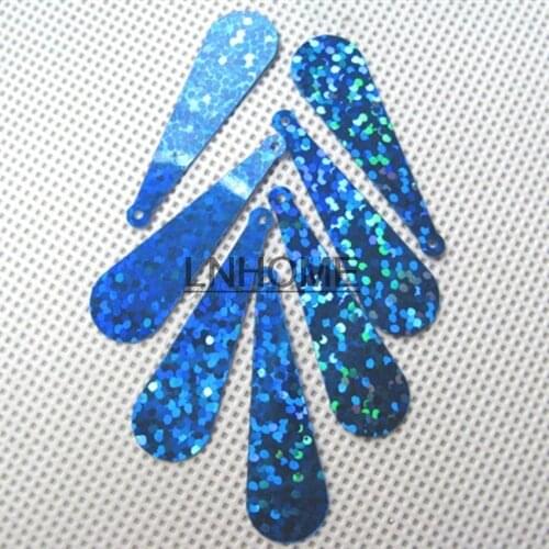 400pcs/lot 10*35mm Long Bat Sequins PVC Flat With Side Hole Oval Drops Belly Costume Evening Dress Accessories Laser Dark Blue