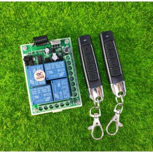 433mhz Universal DC12V 24V 10A 4 channel RF Wireless Remote Control system Transmitter motor Lighting /lamp