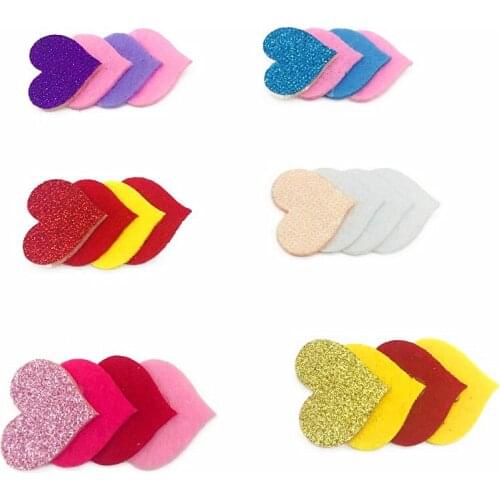 5 pieces Heart Appliques stick-on fabric pads flower felt fabric pad for Scrapbooking Wedding Decors Garments Accessories