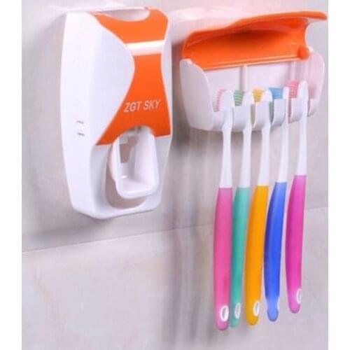 Toothpaste Toothbrush Holder Bathroom Accessories Automatic Wall Mount Bathroom Organizer Rack Creative Squeezer Set Gadgets