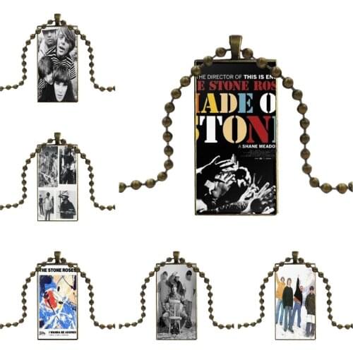 Britpop Rock Band The Stone Roses Glass Cabochon Pendant Necklace Rectangle Fashion Necklace For Unisex