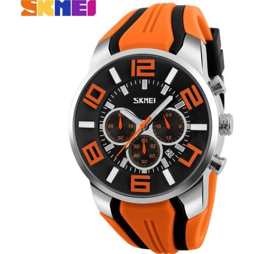 SKMEI New Six Pin Men Quartz Analog Sport Watch Fashion Casual Stop Watch Date Waterproof Mens Watches Relogio Masculino