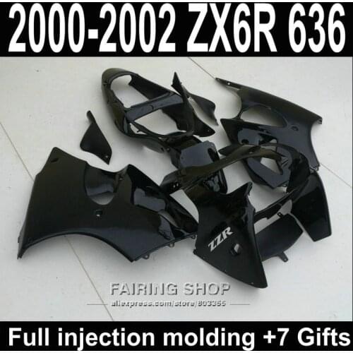 Motorcycle parts ZX6R 2000 2001 2002 For Kawasaki Fairing Kit 00 01 02 100%fit All black Fairings S61
