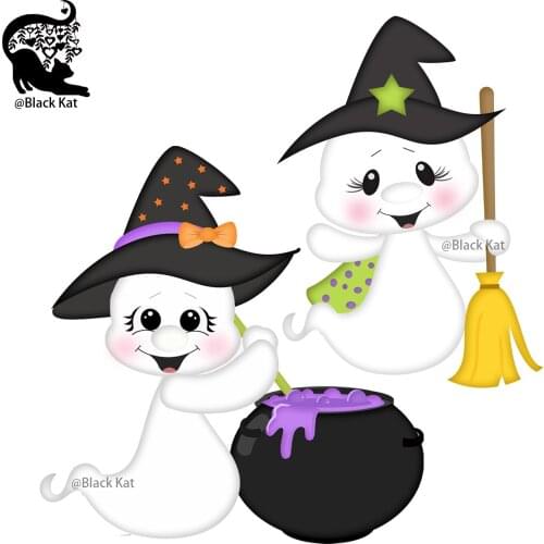 Trick or Treat Ghost Dies DIY Scrapbook Halloween Magic Poison Broom Kids Metal Cutting Dies Gift Card Craft