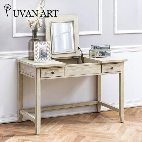 Dresser clamshell solid wood feet with mirror makeup table mini 021S-15