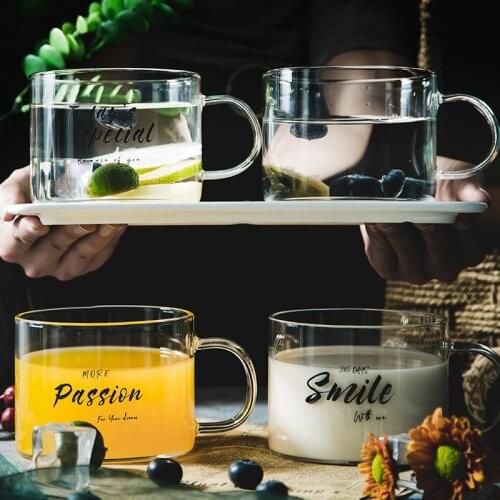 Creative letter high-temperature glass cup large with mug Office coffee mug breakfast mug