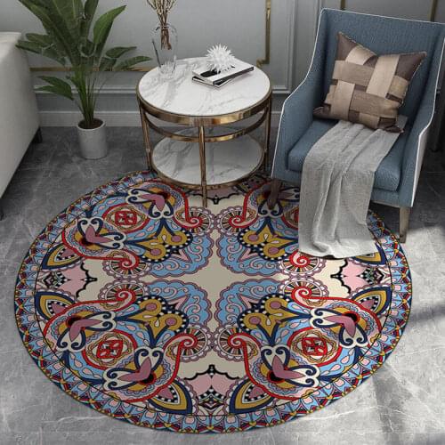 Round Carpet Bohemian Living Room Bedroom Round Carpet Moroccan Hanging Basket Swivel Chair Cushion Area Rugs Cute Floor Mat