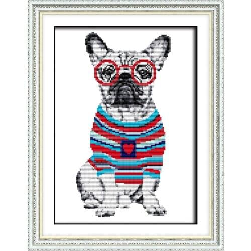 French bulldog cross stitch kit aida 14ct 11ct count printed canvas stitches embroidery DIY handmade needlework