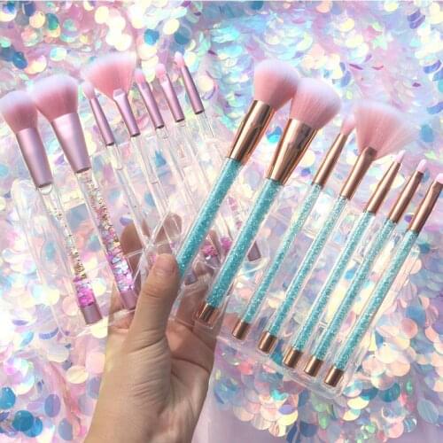 7 Pcs Glitter Diamond Crystal Handle Makeup Brushes Set Powder Foundation Eyebrow Face Make Up Brush Cosmetic Foundation Brush