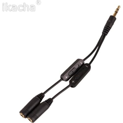 New Volume Control 3.5mm Plug Jack Headphone Audio Stereo Y Splitter Cord Cable With Phone Separate Cable High Quality