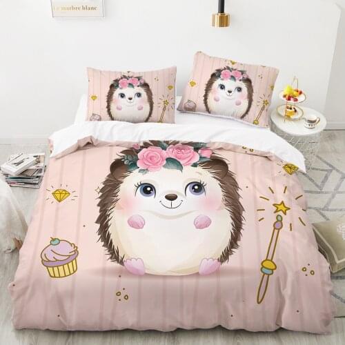 Comforter bedding sets Duvet cover queen Bed linen set For Kids Baby Cartoon Bedding For home Hedgehog Lovely Bed Set 140x200