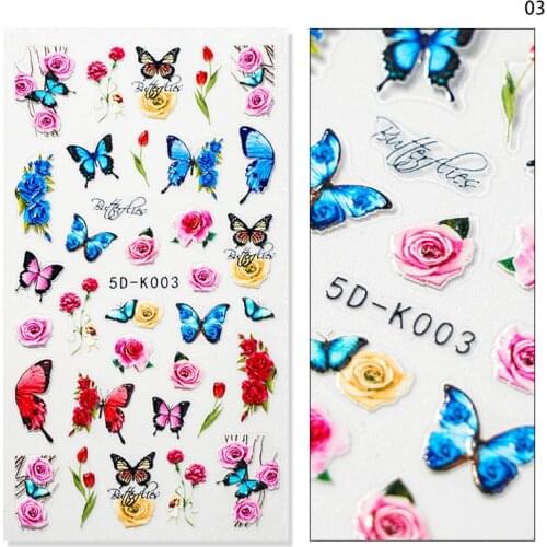 Wholesale 50 Sheets 5D Embossed Manicure Nail Art Stickers Flower Butterfly Decals Nail Art Decoration