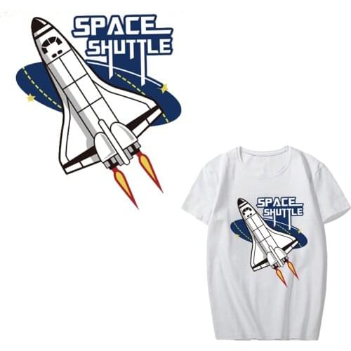 Airplane Patch Iron on Transfer Space Shuttle Patches for Clothing DIY T-shirt Heat Transfer Vinyl Appliques on Clothes Press