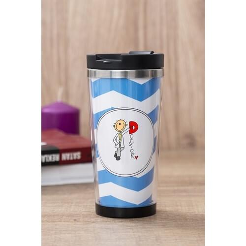 Gift Shop Doctor Cartoon Blue Thermos Cup