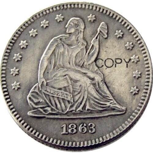 USA 1863 Seated Liberty Quarter Dollars Silver Plated 25 Cents Copy Coin