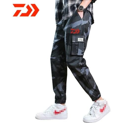 Daiwa Summer Mens Sports Outdoor Hiking Pants Beach Shorts Cotton Loose Camouflage Fishing Pants Mens Large Size Trousers
