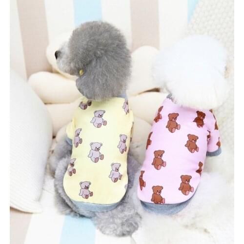 Cute Fleece Dog Sweater Bear Printed Pet Dog Clothes Soft Thicken Warm Puppy Dogs Sweatshirt Winter Puppy Pullover For Dogs