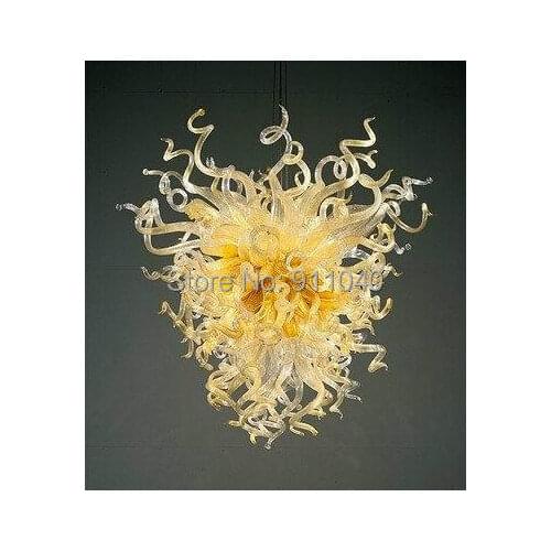 Modern Home Lemon Yellow Blown Glass Chandelier lighting with LED Bulbs