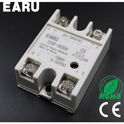 DC 3-32V Input AC 24-480V Output SSR 90A Solid State Relay SSR-90DA SSR-90 DA for PID Temperature Controller Voltage Transformer