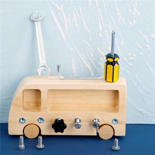 Montessori Teaching Aids Busy Bus Car Toys Early Childhood Education Puzzle Concentration Training Screw Wooden Toys