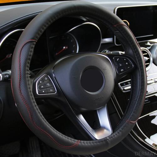 Universal PU Leather Car Steering Wheel Covers Anti-slip Skidproof Durable 38CM/15" Dynamic Fibre Handmade Covers Car Styling