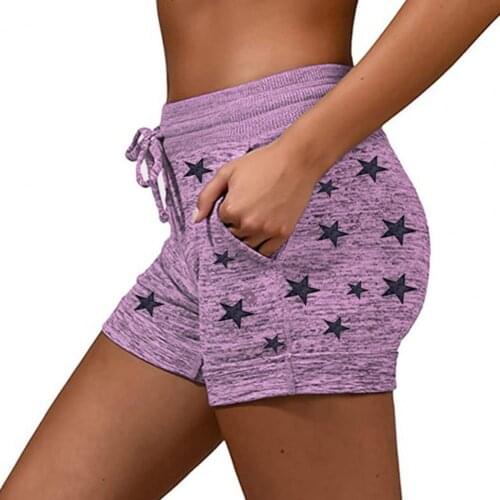 Womens shorts summer star print stretch quick-drying breathable sweat-absorbent shorts fitness yoga dance vacation shorts