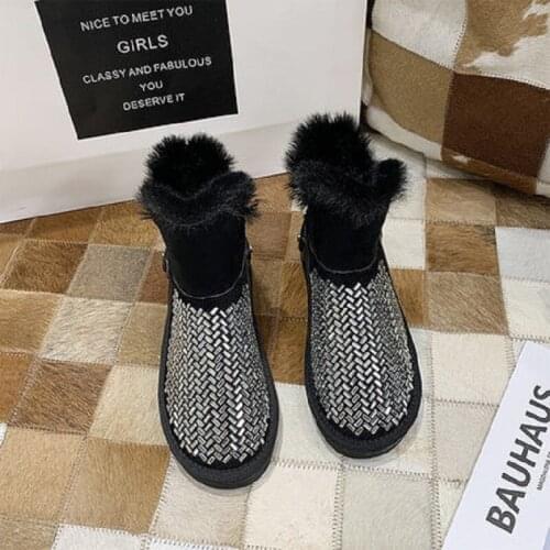 Snow boots plus velvet non-slip winter 2020 new fashion rhinestone warm and comfortable cotton boots
