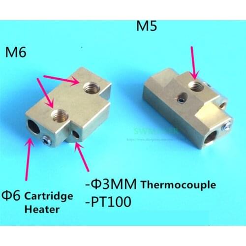 1pcs Dual Extrusion Cyclops plus brass heater block High temperature resistance for Multi Color Cyclops 2 In 1 Out hotend