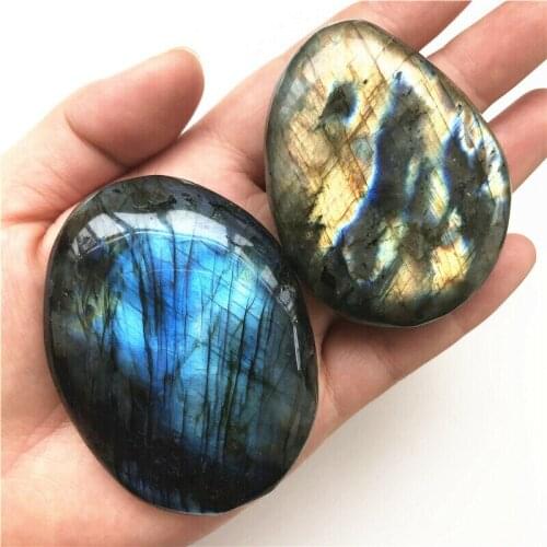 1 Piece Natural Irregular Labradorite Palm Stone Polished Therapy Quartz Crystal Healing Natural Quartz Crystals