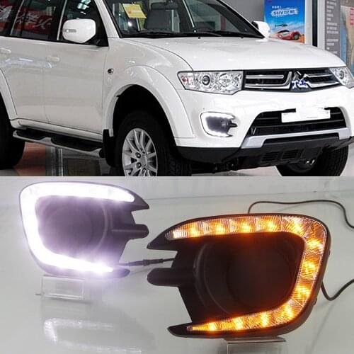2PCS Matt or Gloss style For Mitsubishi Pajero Sport 2013 2014 2015 LED Car DRL Daytime running lights fog lamp