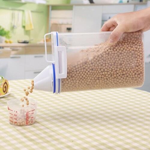 2L Plastic Cereal Dispenser Storage Box Kitchen Food Grain Rice Container Nice Hot Selling Kitchen Portable Container New C528